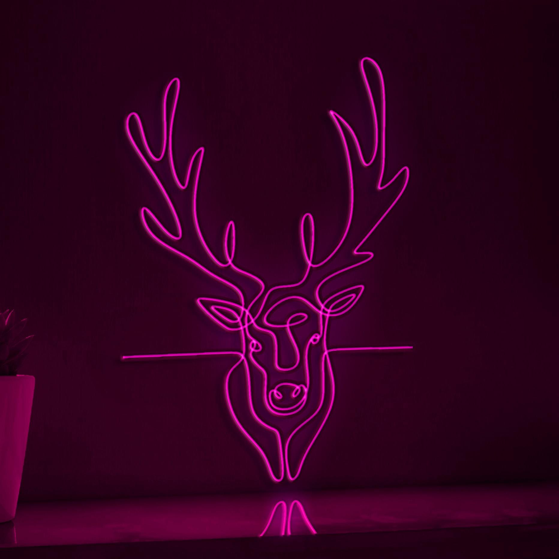 Deer Reindeer Head Winter Holiday EL Wire Art for Christmas Decor & Rustic Home Settings