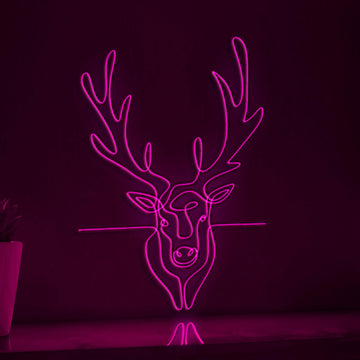 Deer Reindeer Head Winter Holiday EL Wire Art for Christmas Decor & Rustic Home Settings
