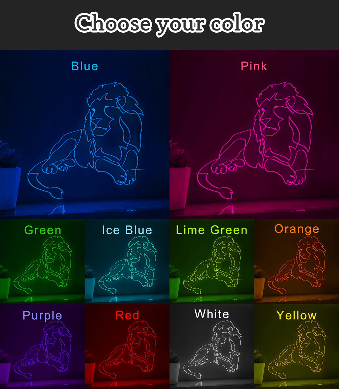 Lion King of Beasts EL Wire Animal Art for Safari Rooms & Bold Decor