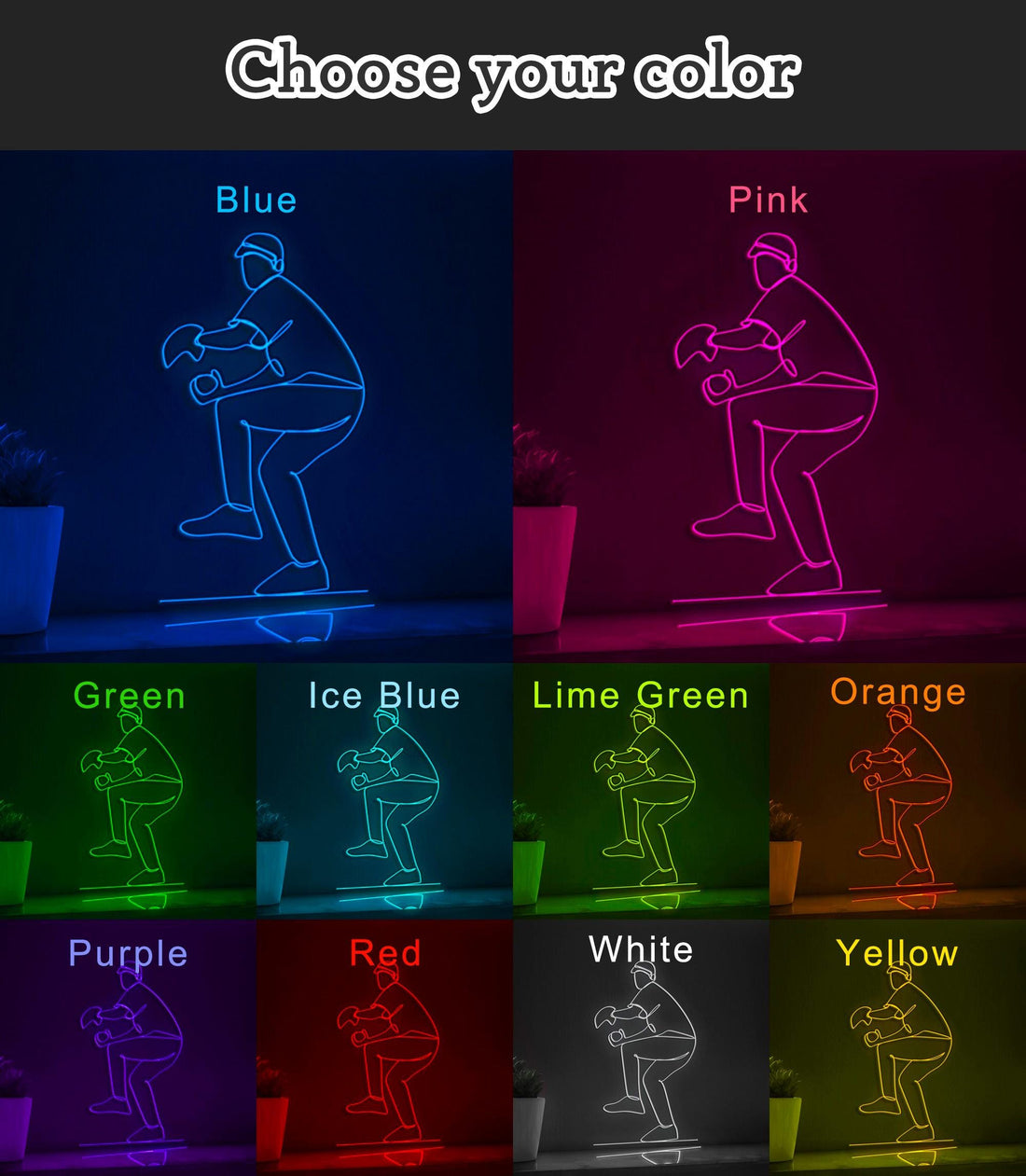 Baseball Sports Player EL Wire Sports Art for Baseball Studios & Fan Rooms