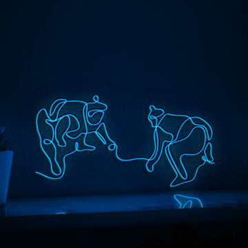 Sumo Wrestlers Fight Athletic EL Wire Sports Art for Gyms & Martial Arts Themed Decor