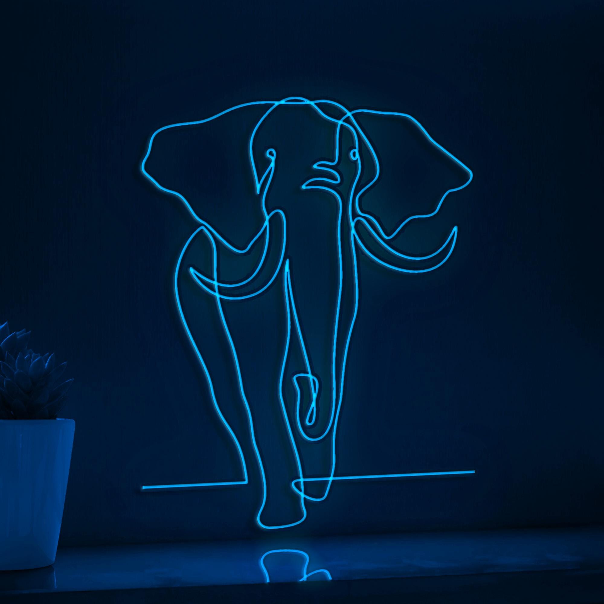Animal Elephant Gentle Giant EL Wire Animal Art for Kids Rooms & Zoo Decor