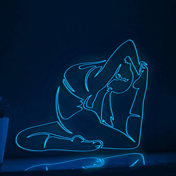 Woman Doing Yoga Elegant EL Wire Animal Art for Spa Rooms & Nature-Themed Decor