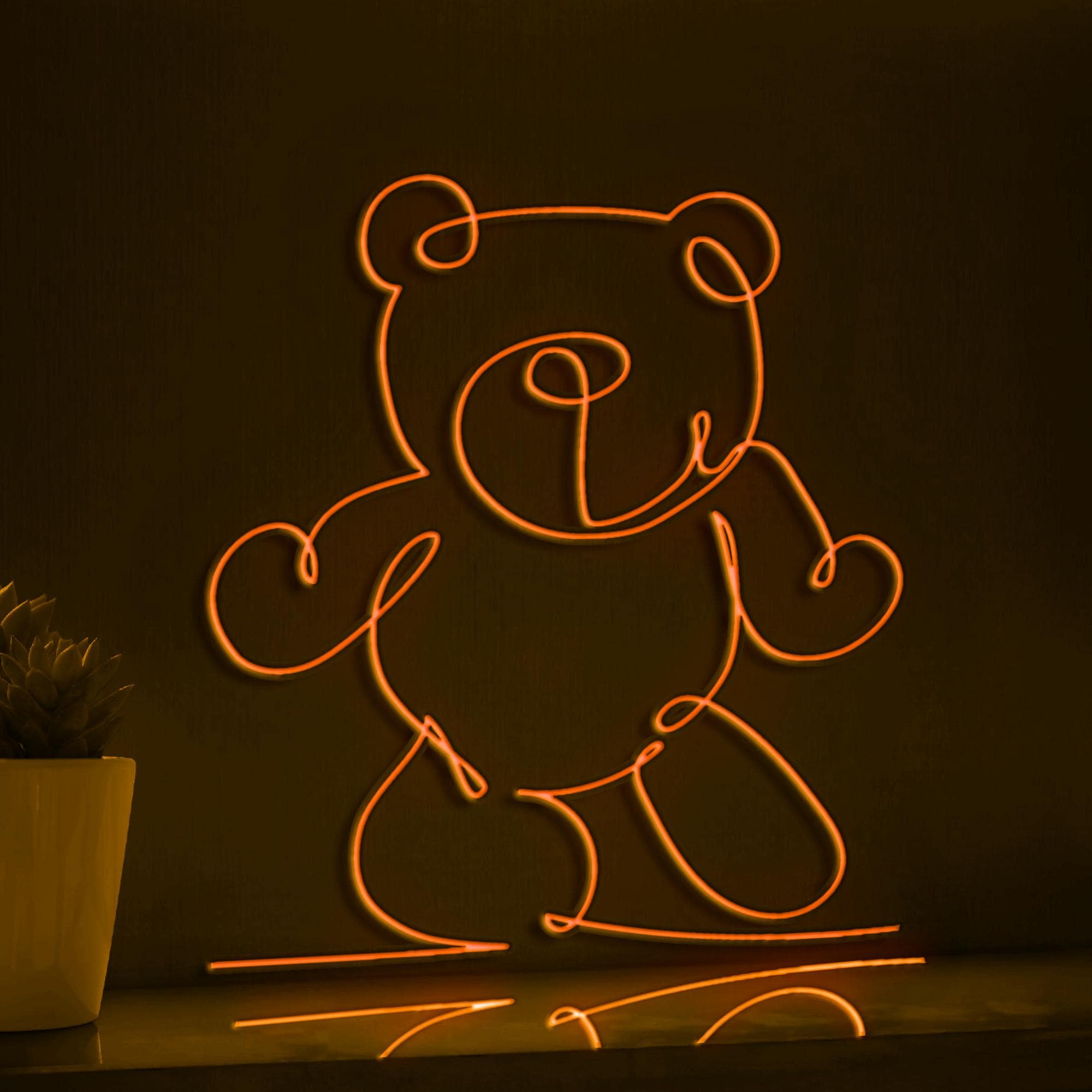 Teddy Bear Cute Animal Theme Handmade EL Wire Neon Light Sign, Home Decor Wall Art