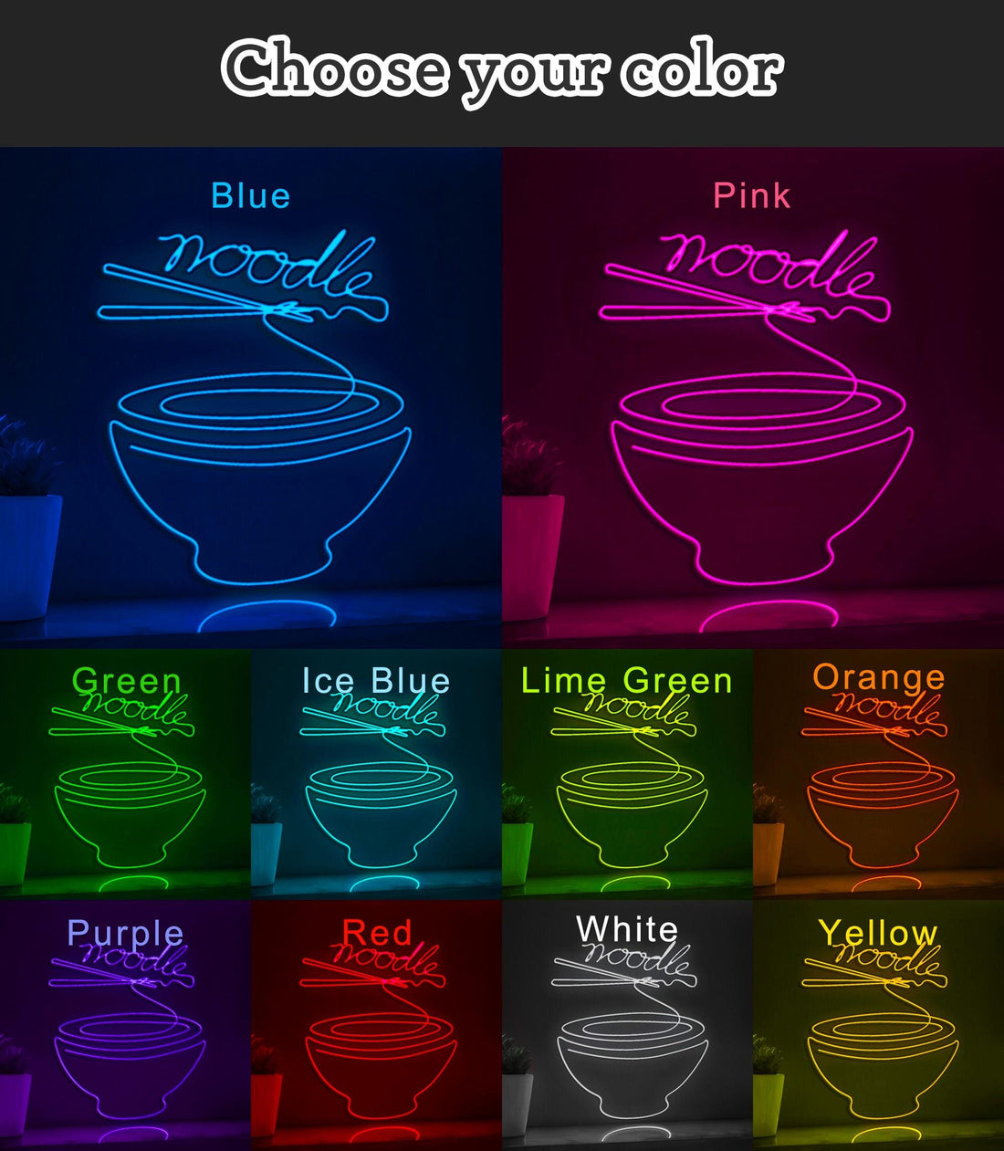 Japanese Ramen Bowl Asian Cuisine EL Wire Kitchen Art for Home & Cultural Decor