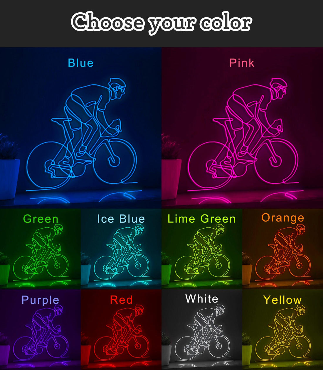Cyclist Helmet Riding Bicycle Sports EL Wire Wall Art for Fitness Studios & Cycling Enthusiasts