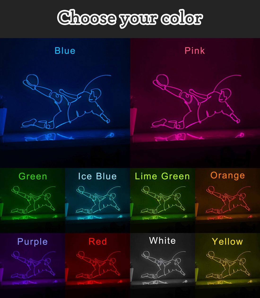 Football Player Kick Ball Sports EL Wire Wall Art for Game Rooms & Soccer Fan Decor