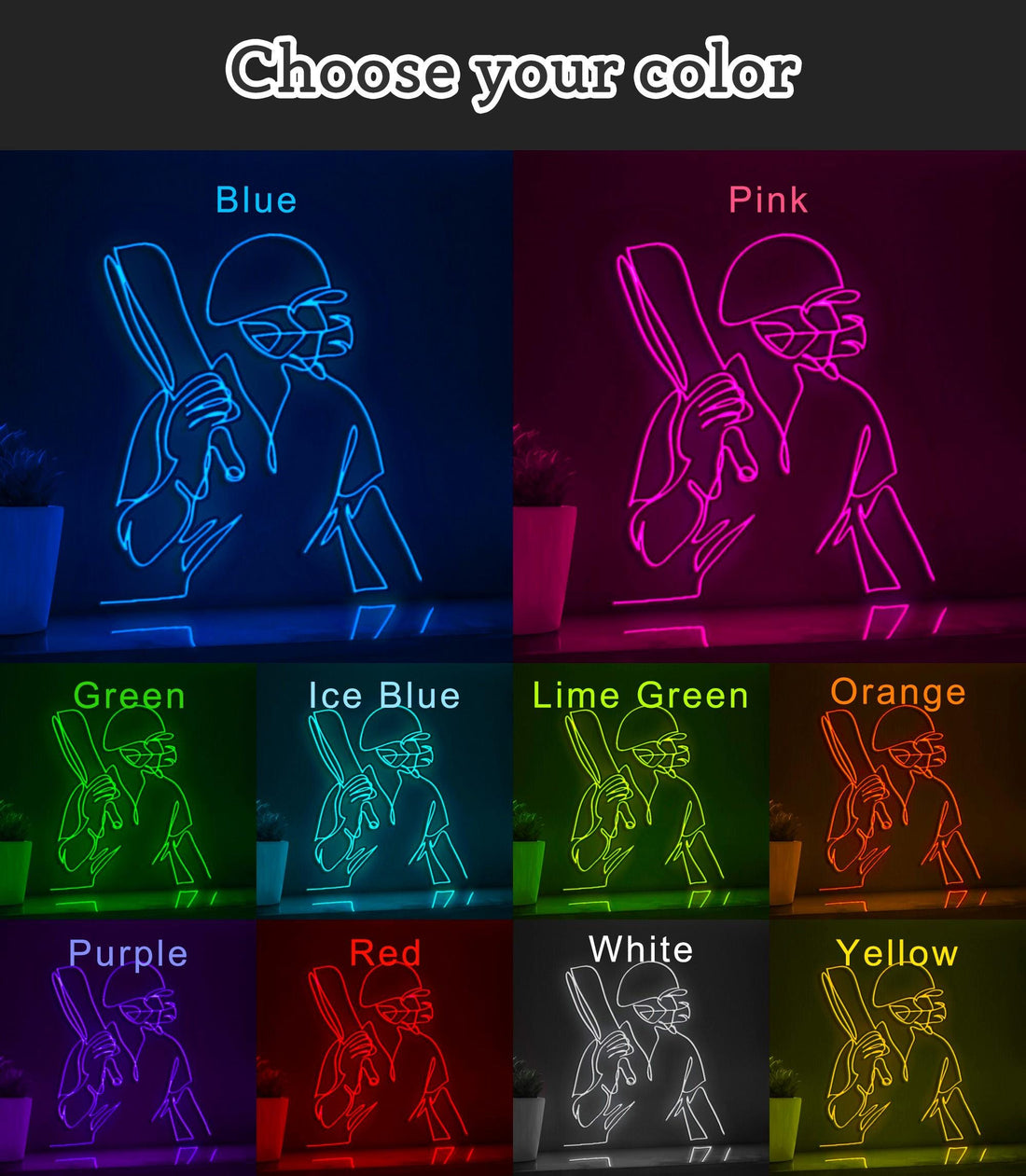 Cricket Player Sports Game Sports EL Wire Wall Art for Cricket Fans & Stadium-Themed Rooms - myneonup