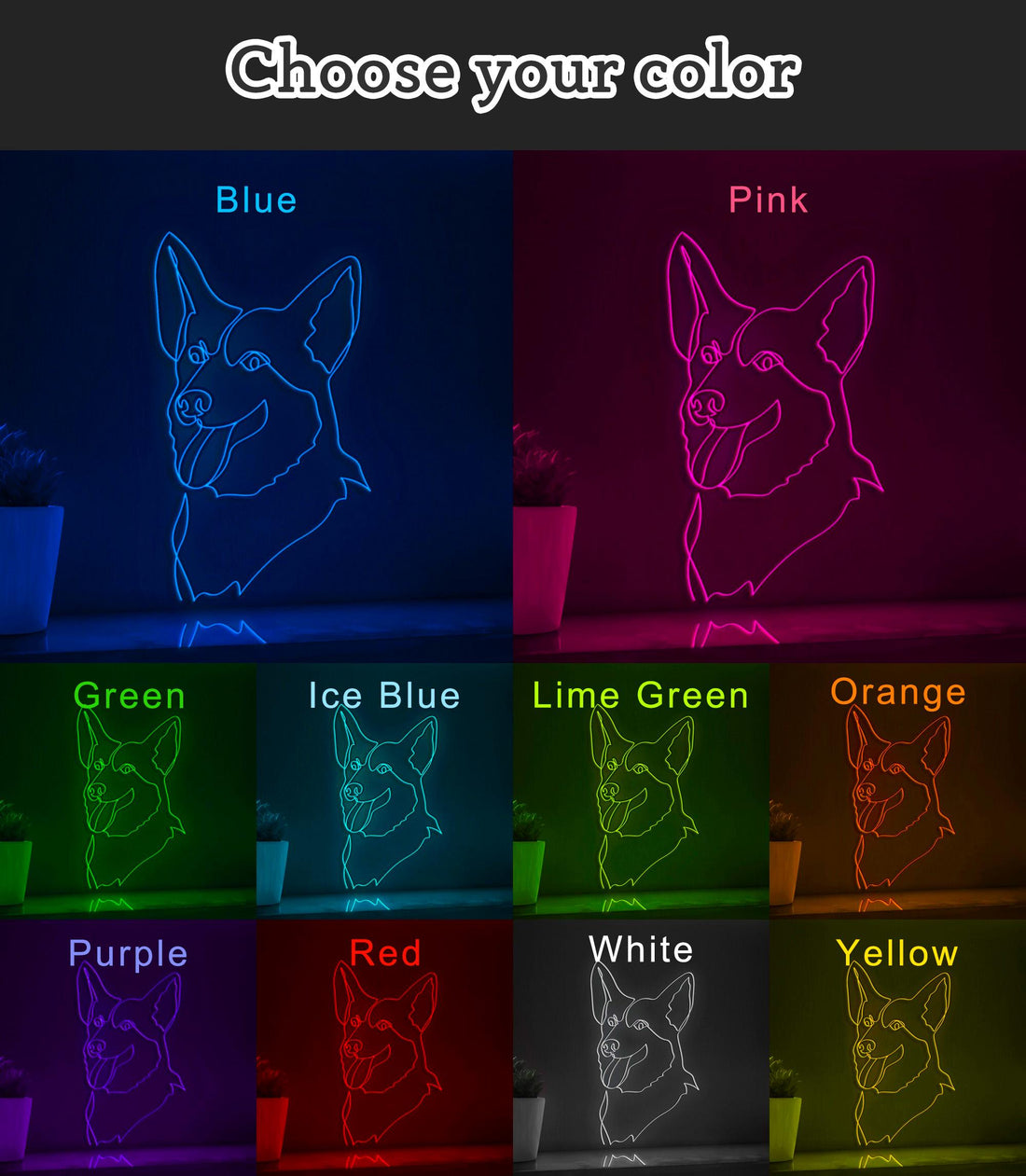 Welsh Corgi Pembroke Dog Lover EL Wire Animal Art for Pet-Friendly Homes & Bedroom Decor