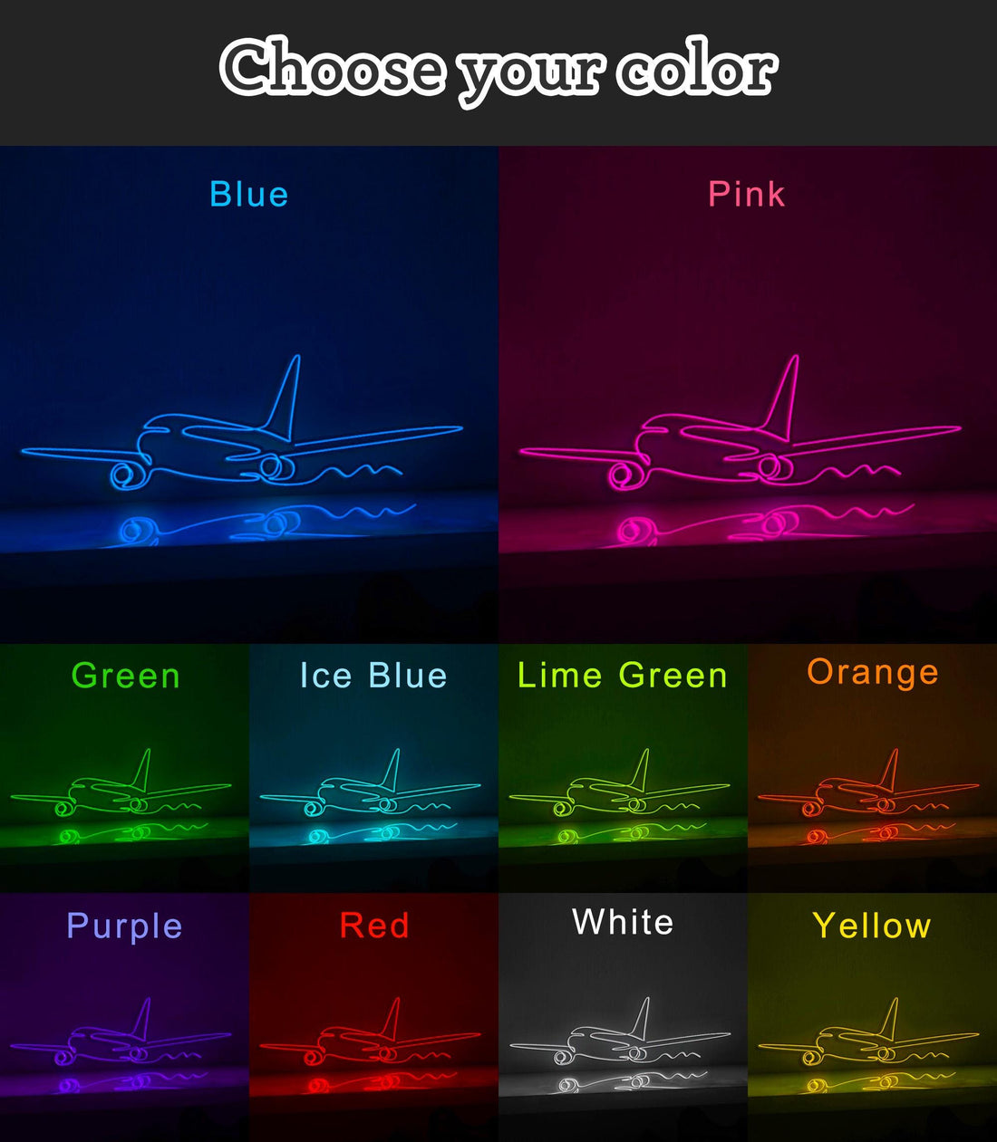 Airplane Lineart Aviation EL Wire Wall Art for Travelers & Minimalist Home Decor - myneonup