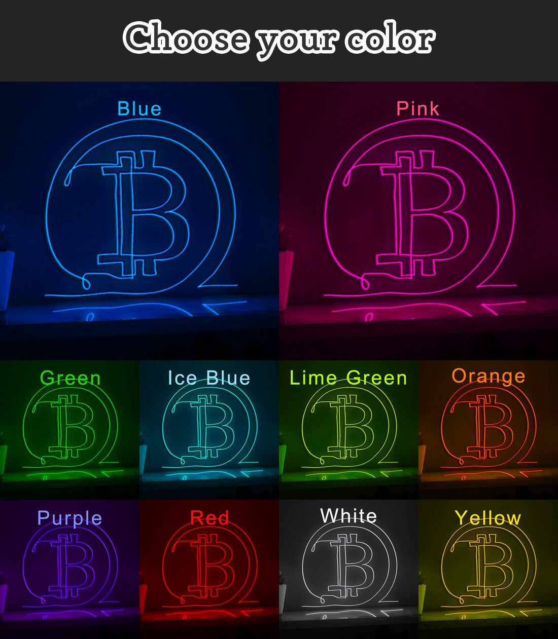 Bitcoin Cryptocurrency Modern EL Wire Wall Art for Office & Tech Enthusiast Decor