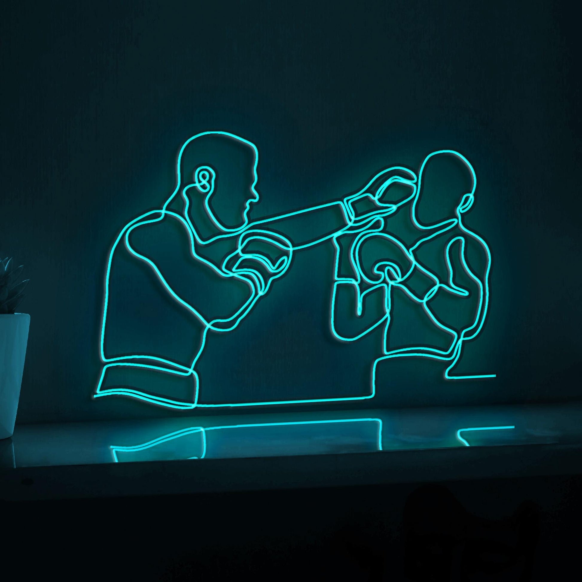 Boxing Fighters Sports EL Wire Wall Art for Gyms & Martial Arts Studios - myneonup