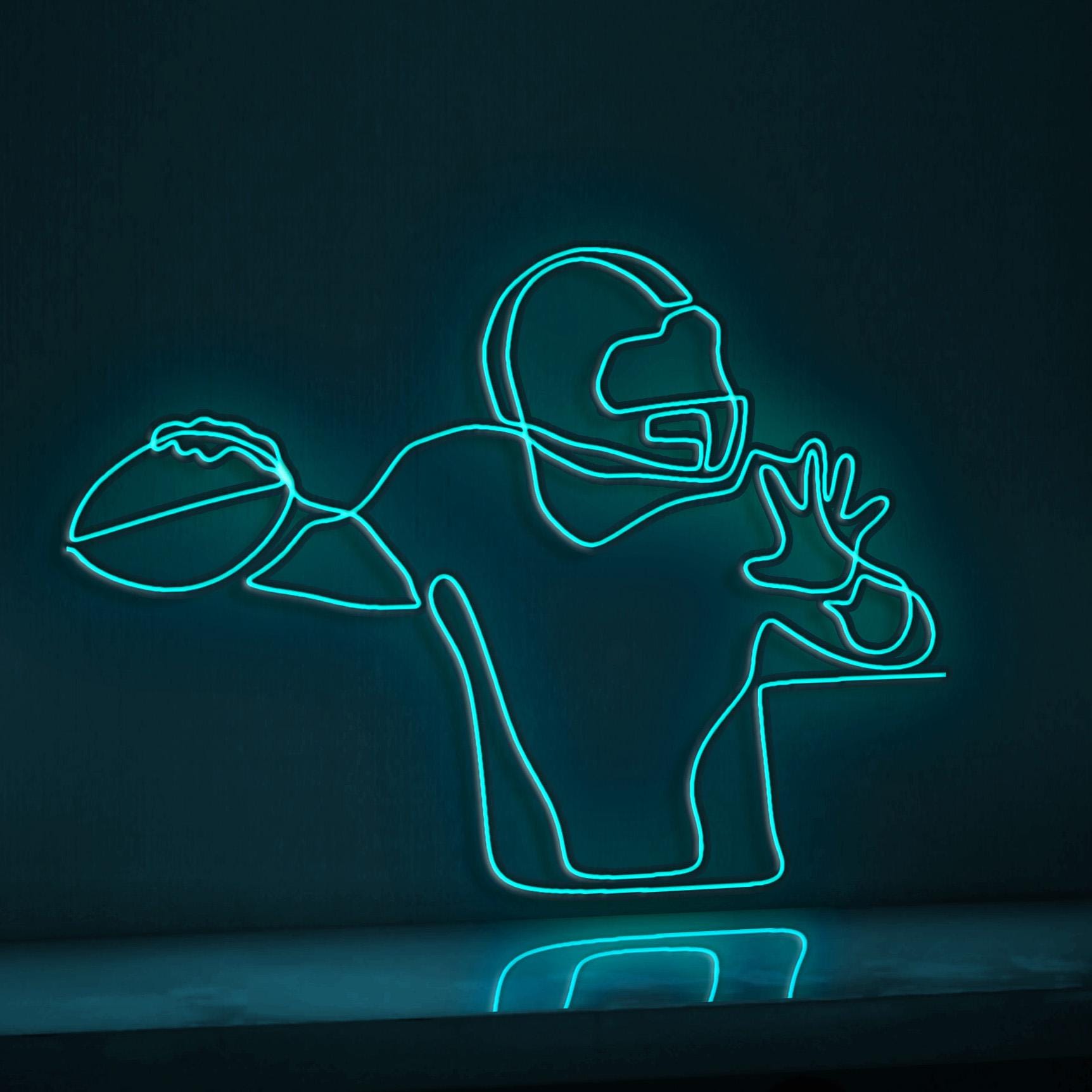 Man Holding Ball Football Sports EL Wire Wall Art for Stadium Decor & Athletic Spaces