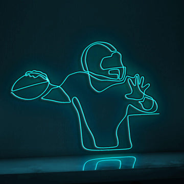 Man Holding Ball Football Sports EL Wire Wall Art for Stadium Decor & Athletic Spaces