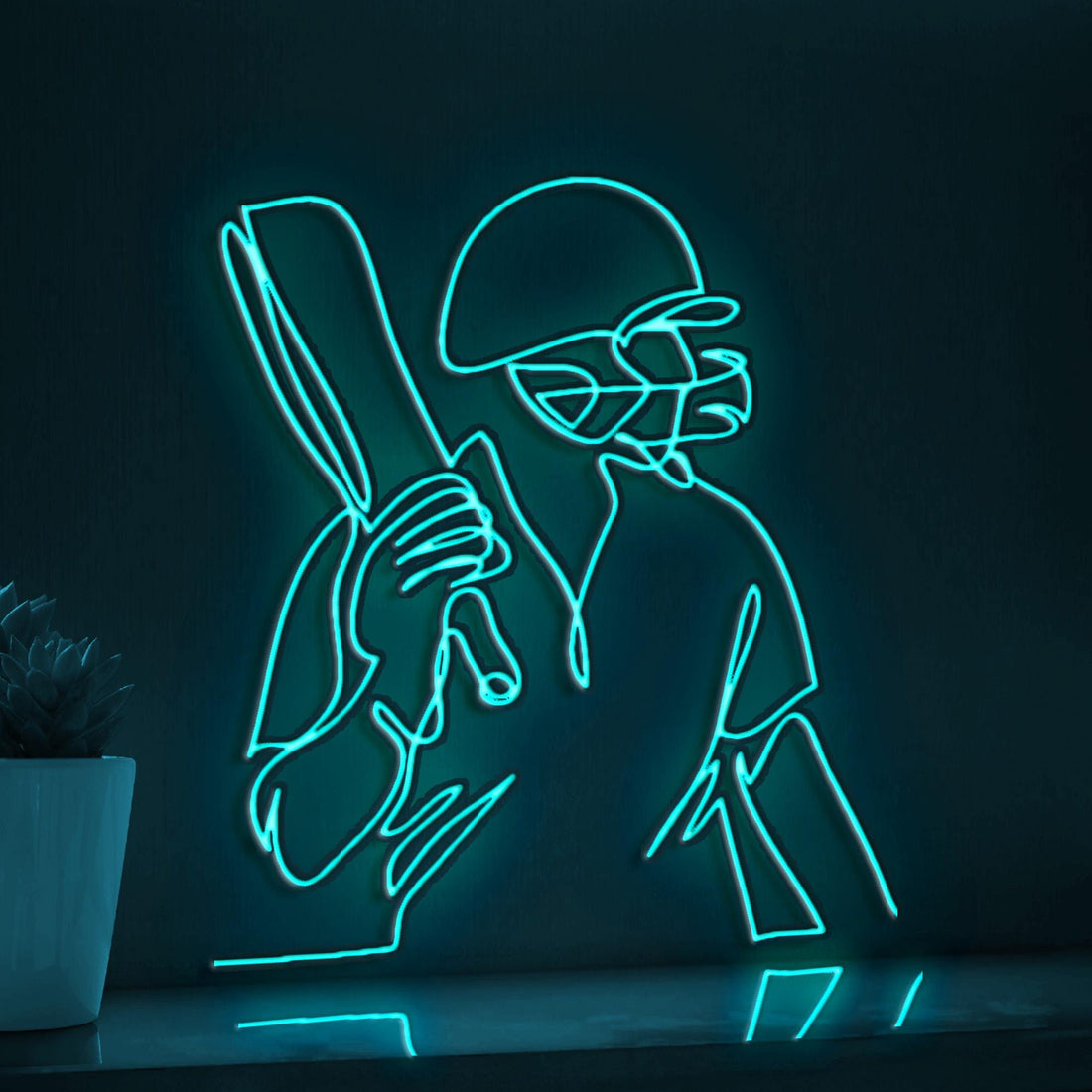 Cricket Player Sports Game Sports EL Wire Wall Art for Cricket Fans & Stadium-Themed Rooms - myneonup