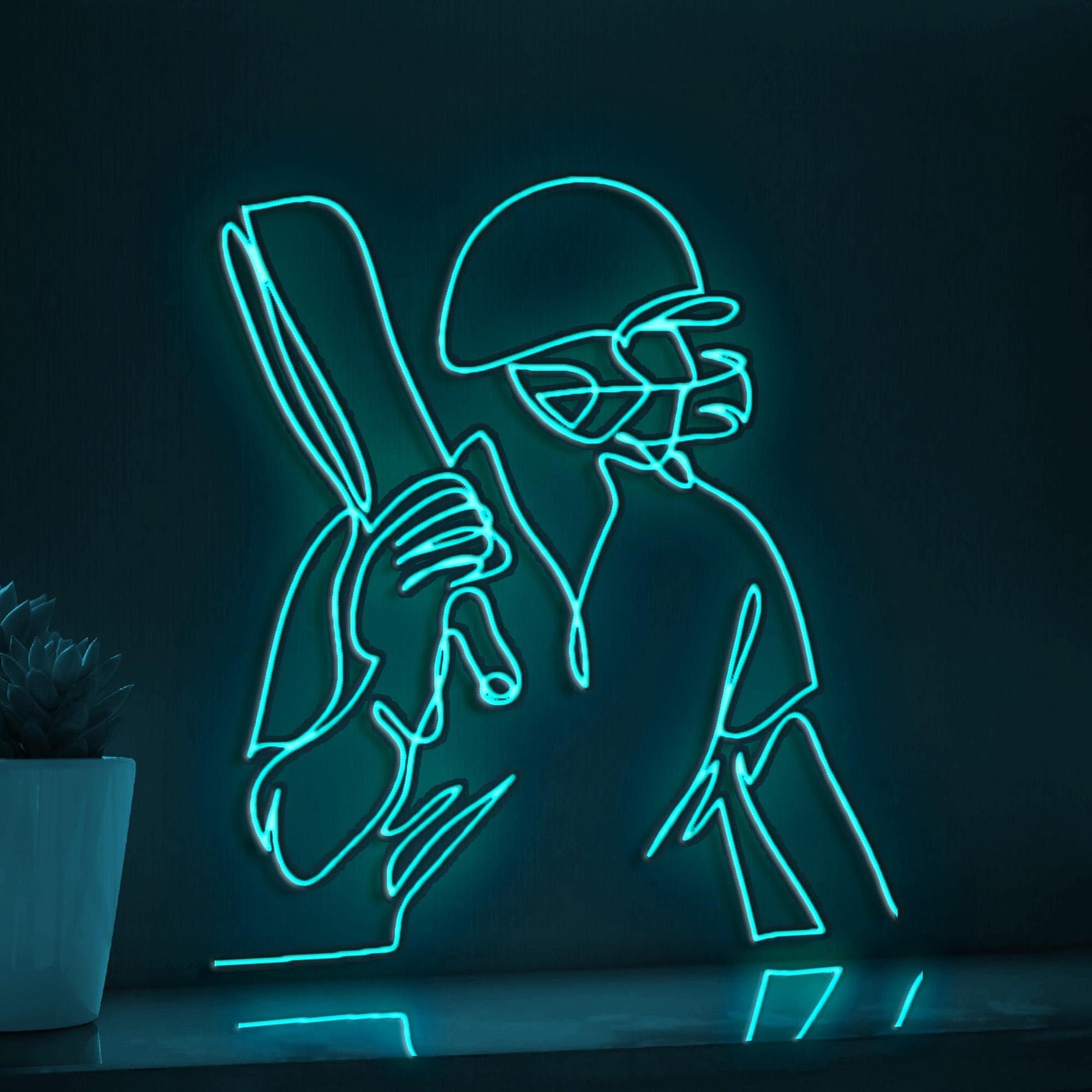 Cricket Player Sports Game Sports EL Wire Wall Art for Cricket Fans & Stadium-Themed Rooms - myneonup