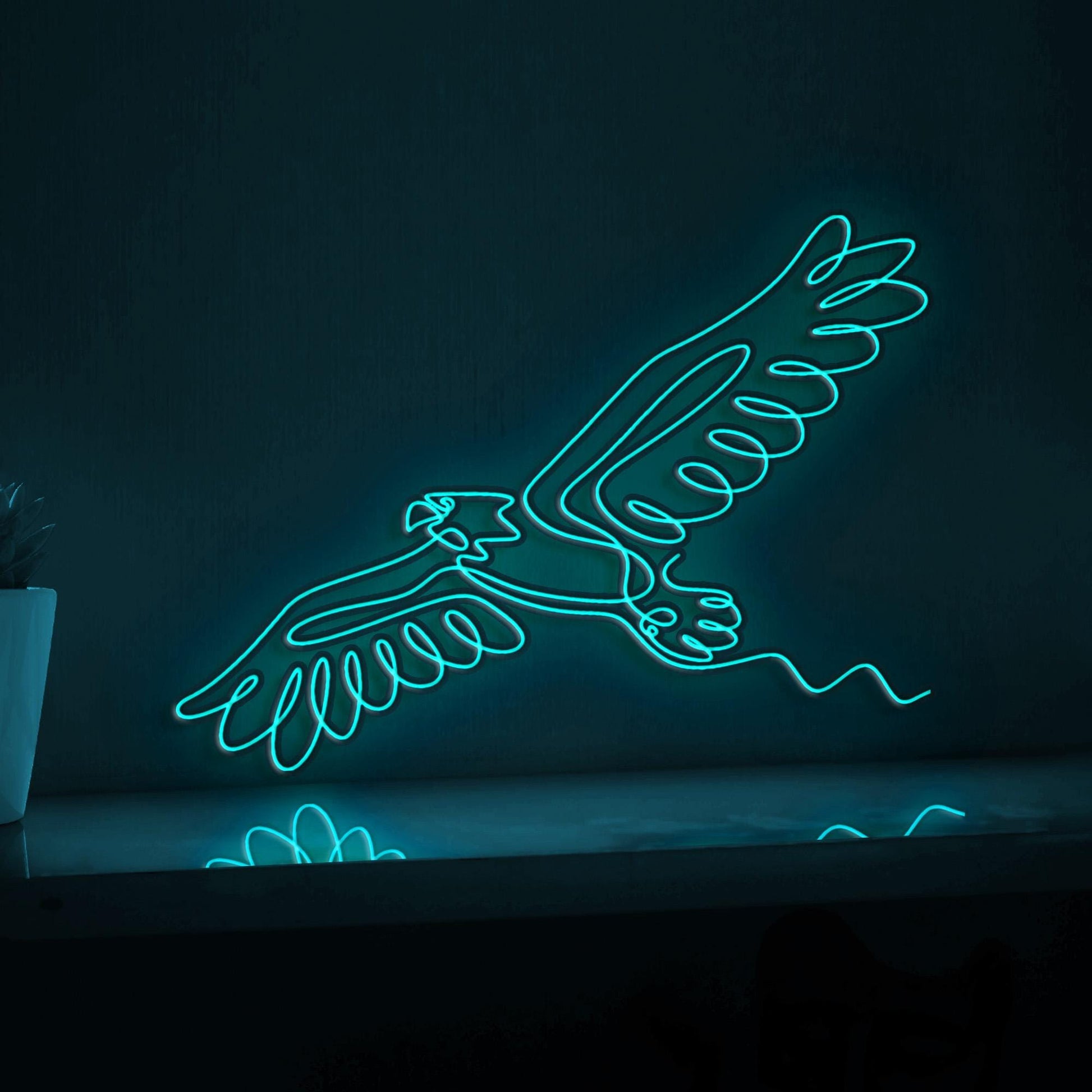 Eagle Hawk Bird Minimalist EL Wire Animal Art for Modern Interiors & Nature Themes - myneonup