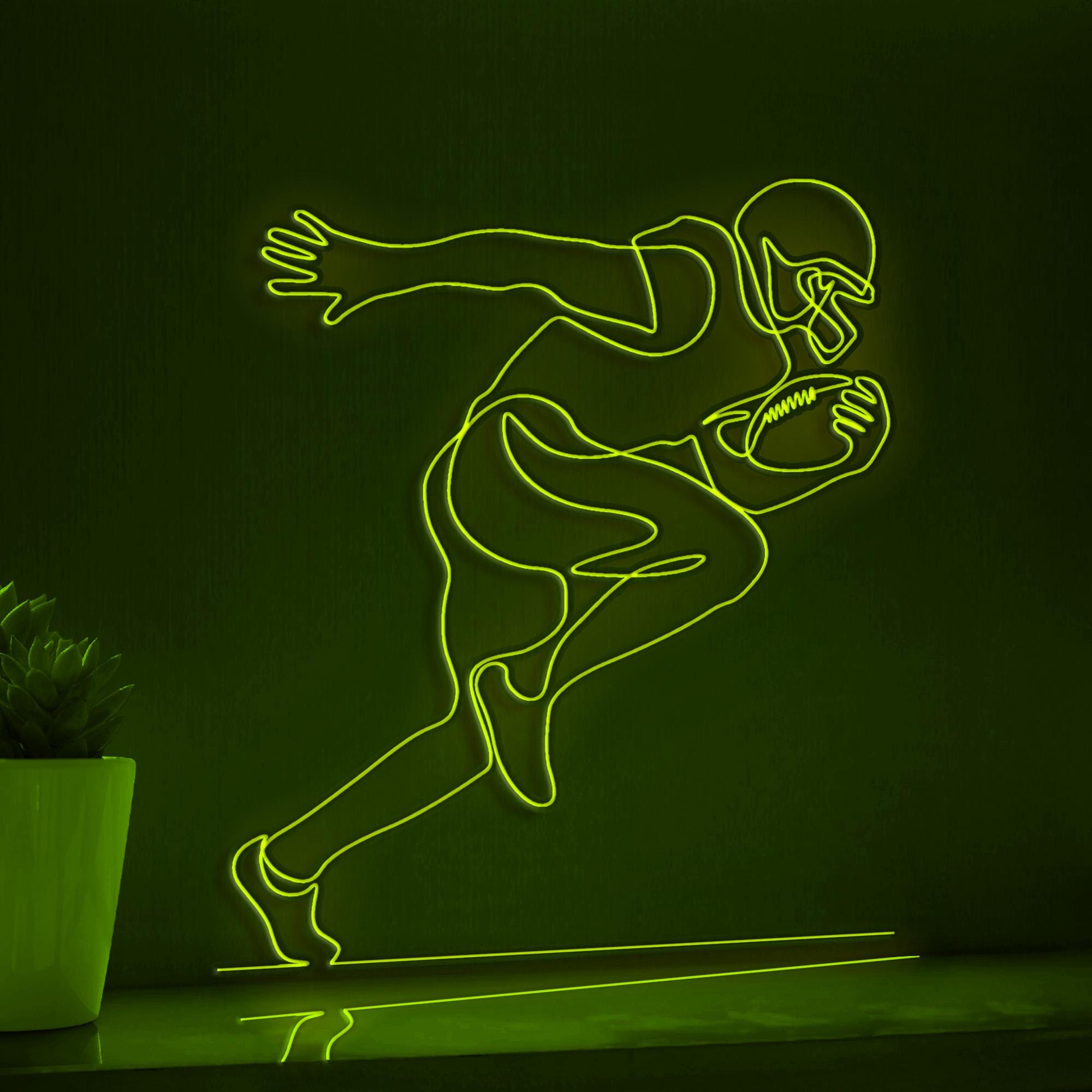 Running American Football Player Sports EL Wire Wall Art for Stadium Decor & Football Fan Rooms