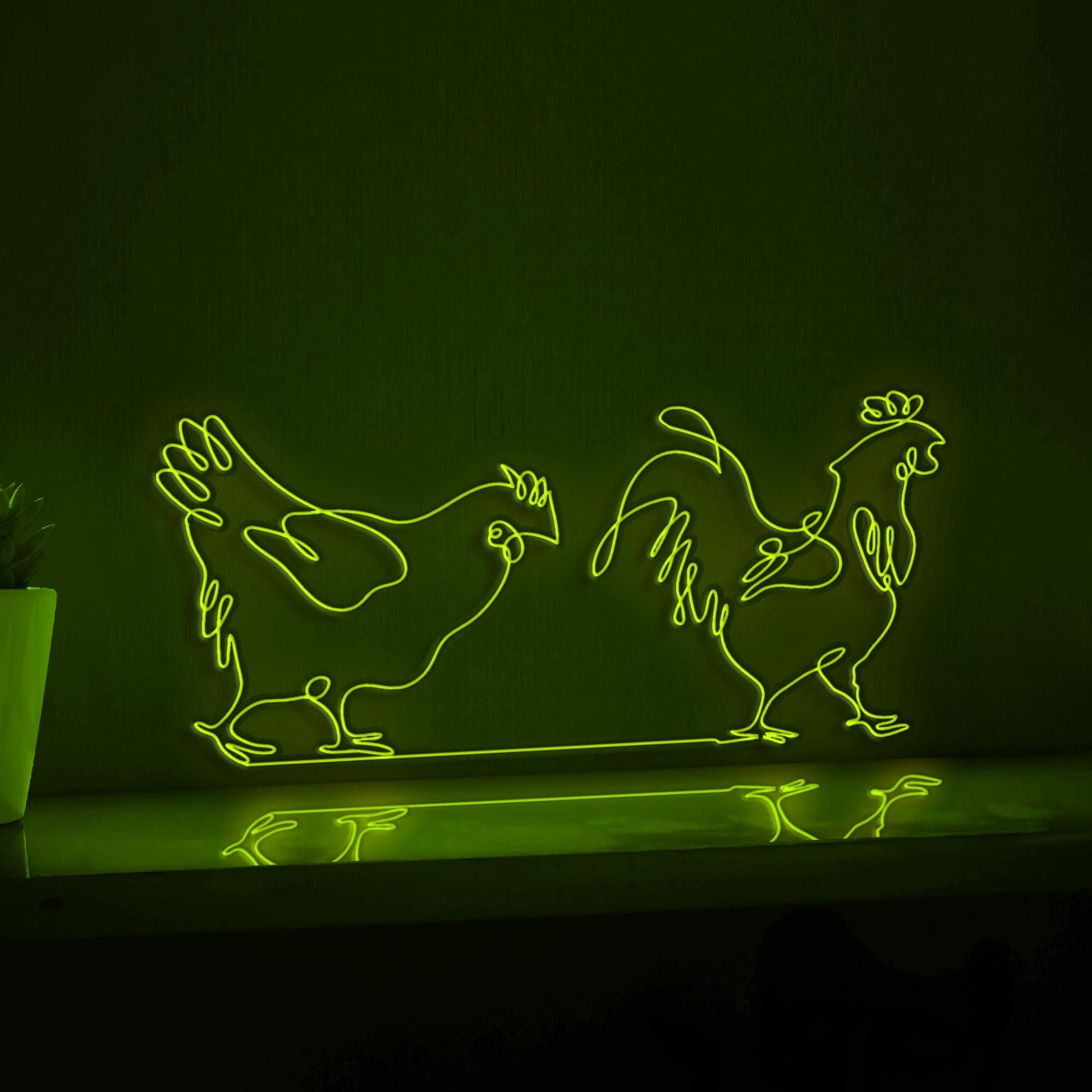 Rooster Hens Poultry Farmhouse EL Wire Animal Art for Kitchen & Country-Themed Decor - myneonup