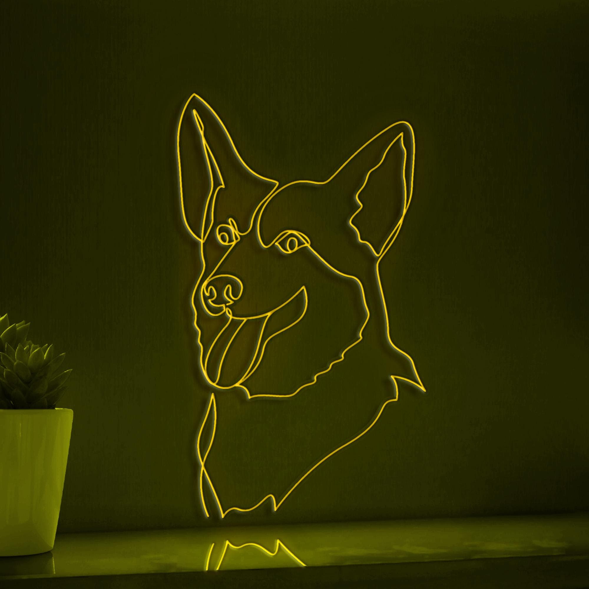 Welsh Corgi Pembroke Dog Lover EL Wire Animal Art for Pet-Friendly Homes & Bedroom Decor