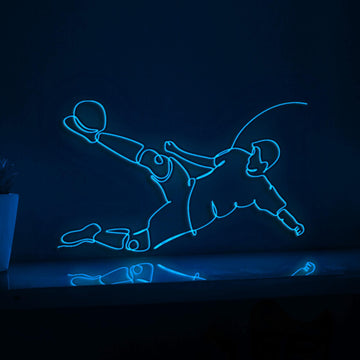Football Player Kick Ball Sports EL Wire Wall Art for Game Rooms & Soccer Fan Decor