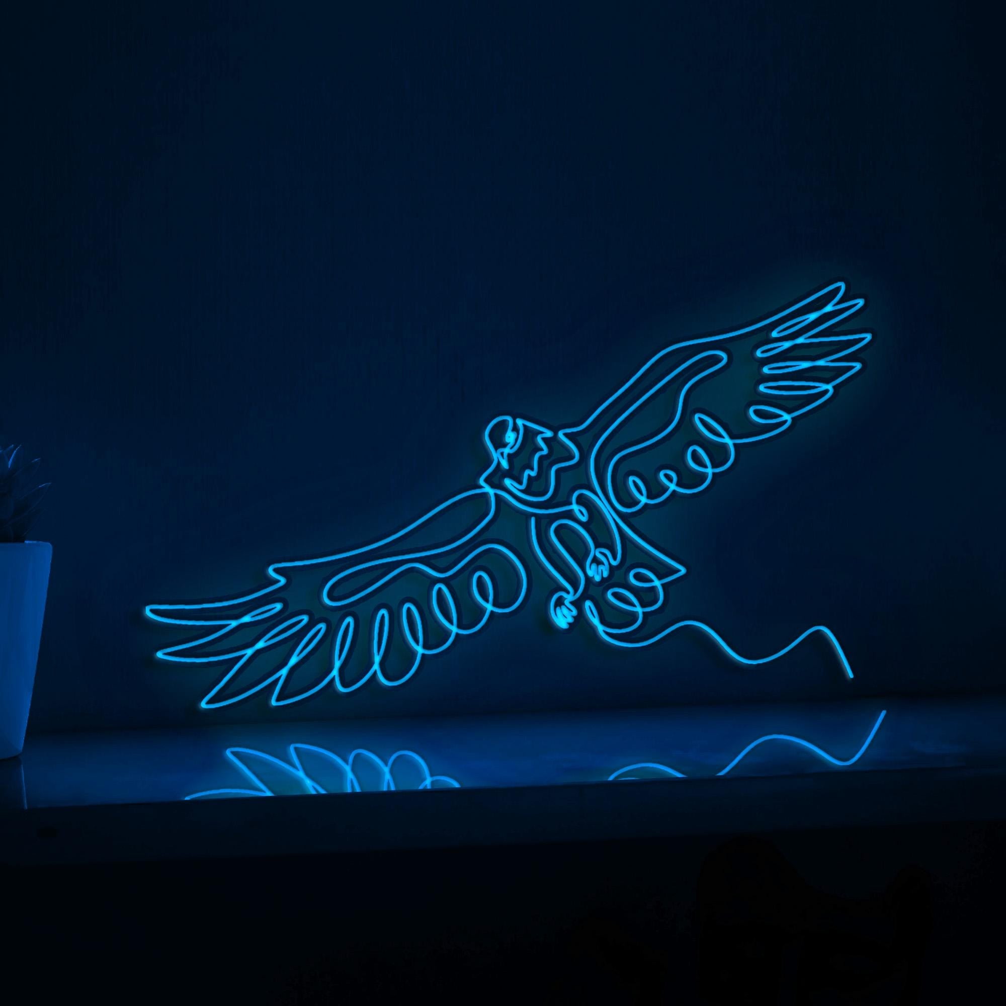Eagle Hawk Bird Majestic EL Wire Animal Art for Nature Lovers & Living Room Decor
