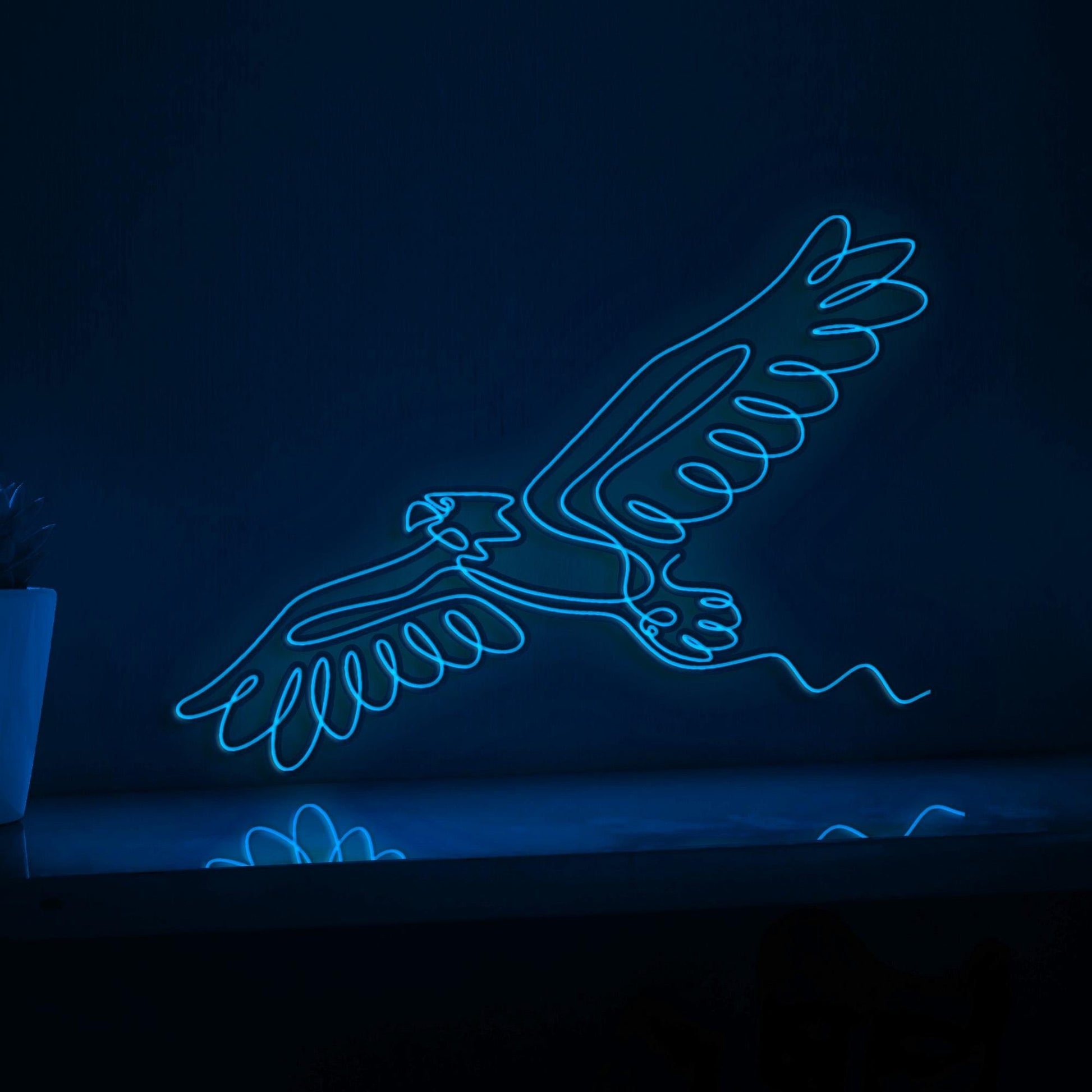Eagle Hawk Bird Minimalist EL Wire Animal Art for Modern Interiors & Nature Themes - myneonup