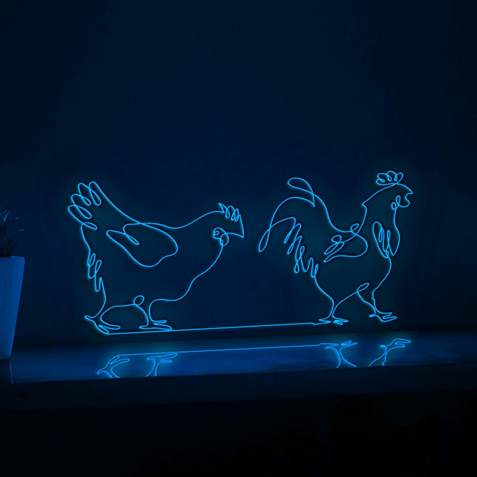 Rooster Hens Poultry Farmhouse EL Wire Animal Art for Kitchen & Country-Themed Decor - myneonup