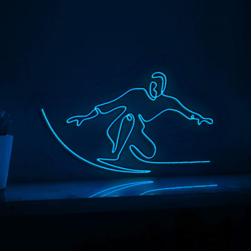Surfer Riding Waves Beach EL Wire Sports Art for Coastal Homes & Surfing Enthusiasts