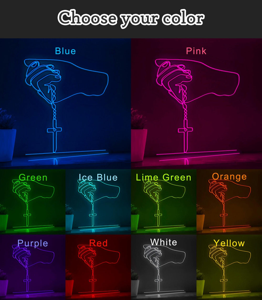 Christianity Hand Gesture Spiritual EL Wire Art for Religious Spaces & Cultural Decor - myneonup