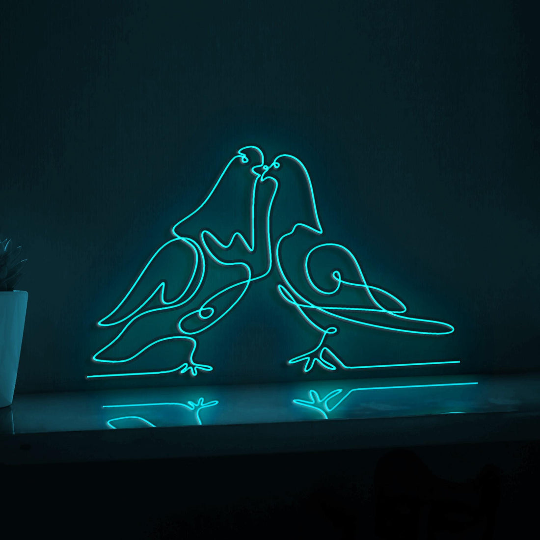 Dove Birds Couple Romantic EL Wire Animal Art for Wedding & Bedroom Decor - myneonup