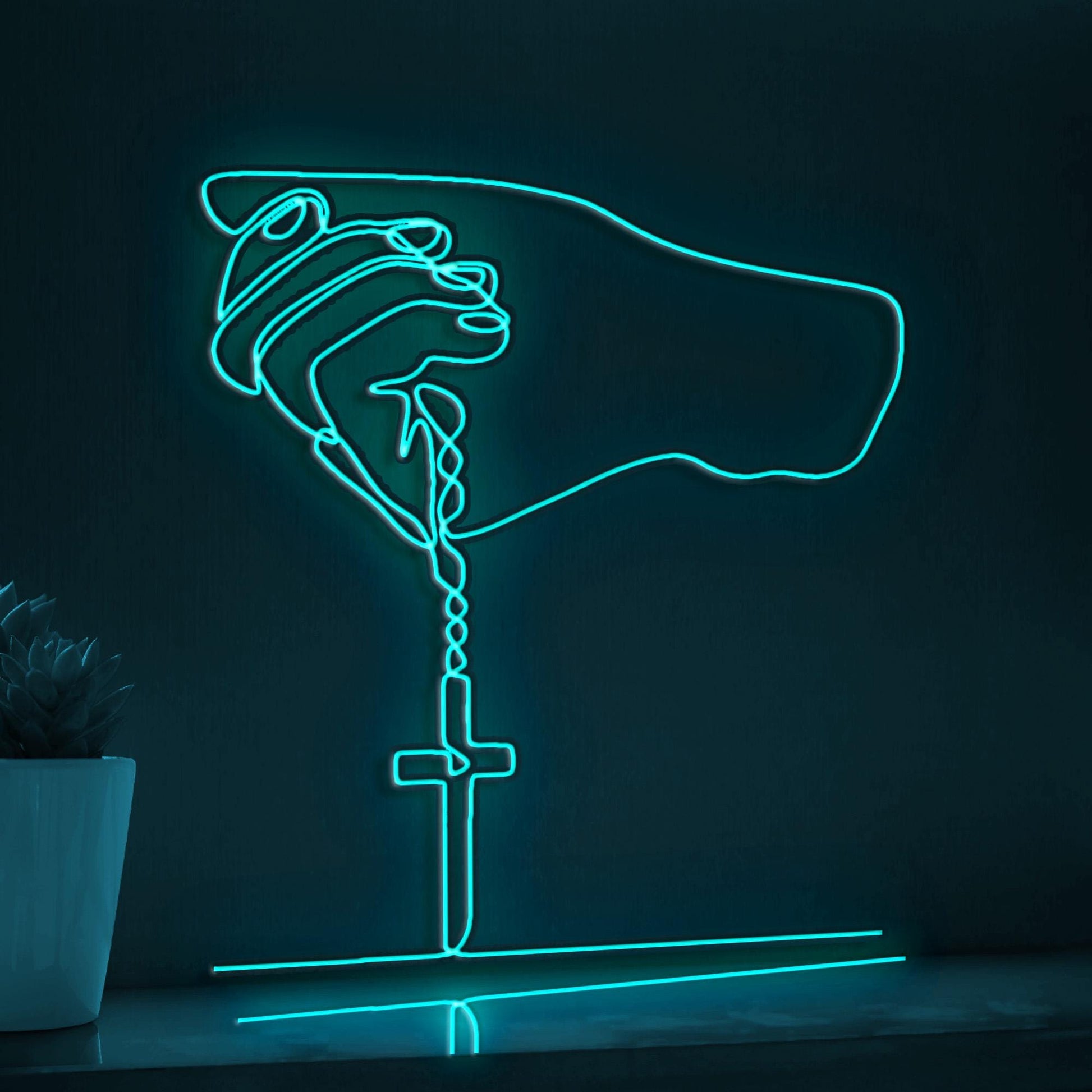 Christianity Hand Gesture Spiritual EL Wire Art for Religious Spaces & Cultural Decor - myneonup