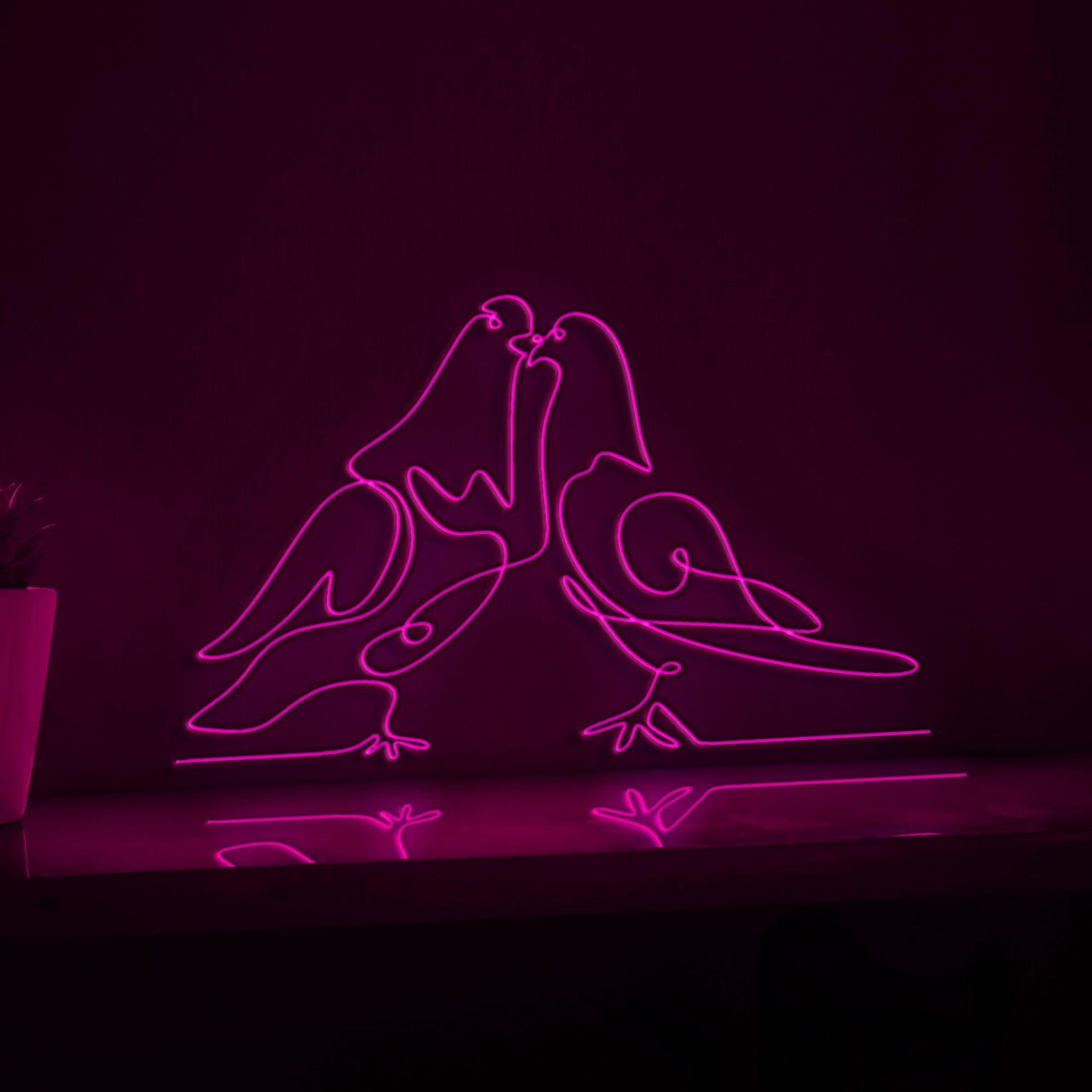 Dove Birds Couple Romantic EL Wire Animal Art for Wedding & Bedroom Decor - myneonup