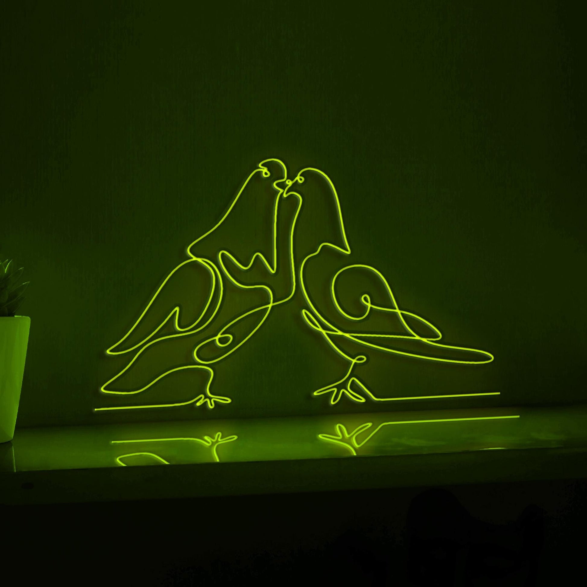 Dove Birds Couple Romantic EL Wire Animal Art for Wedding & Bedroom Decor - myneonup