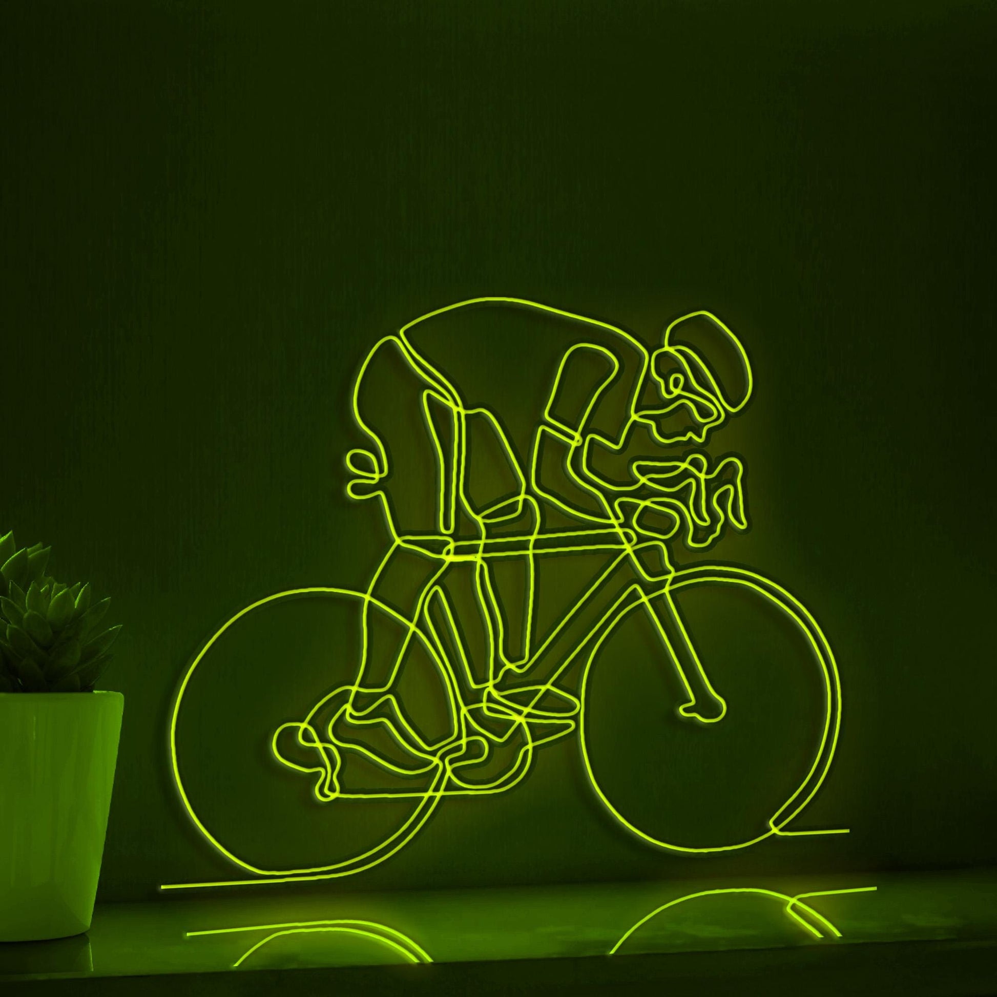 Person Riding Bicycle Cycling EL Wire Sports Art for Garage & Outdoor Activity Rooms - myneonup