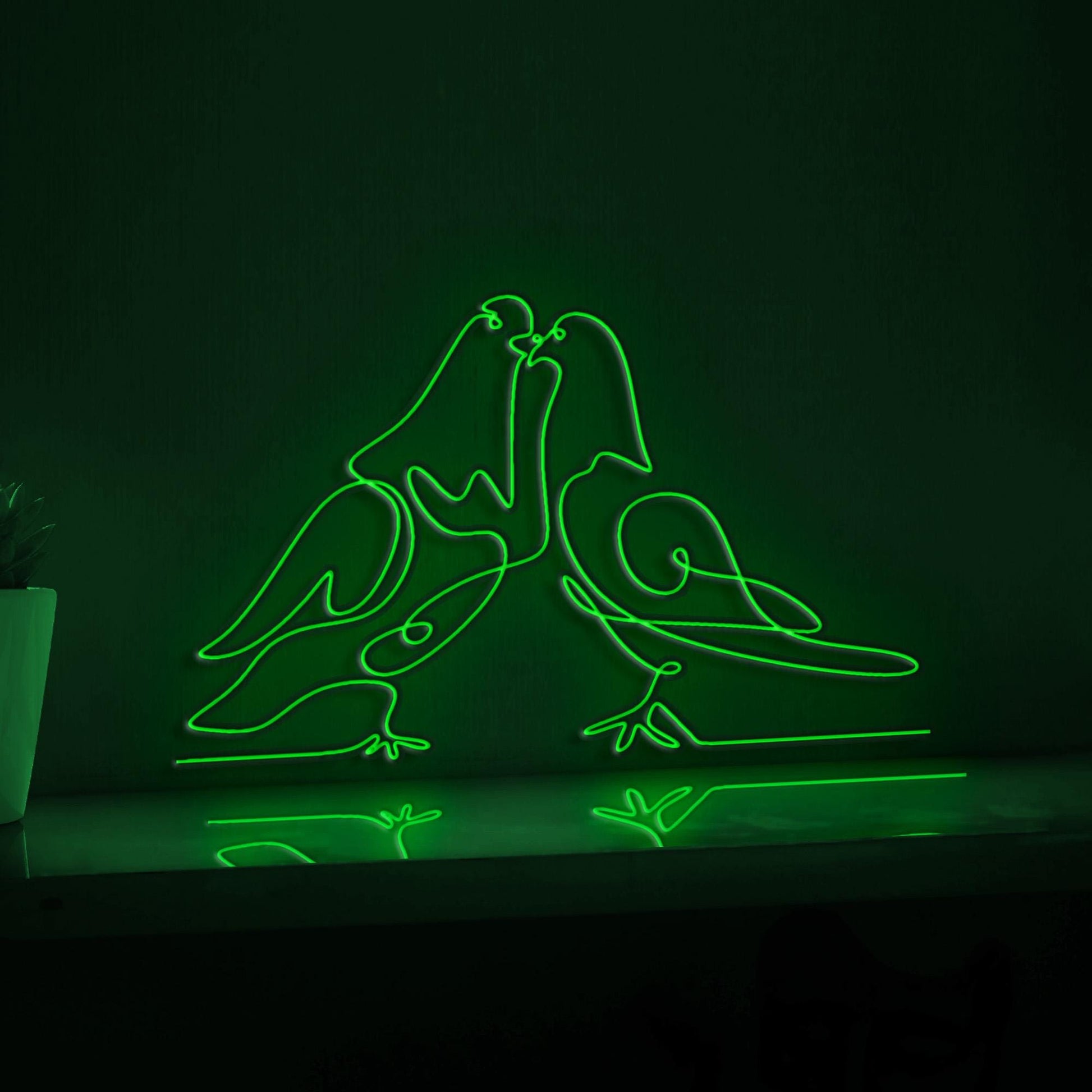 Dove Birds Couple Romantic EL Wire Animal Art for Wedding & Bedroom Decor - myneonup