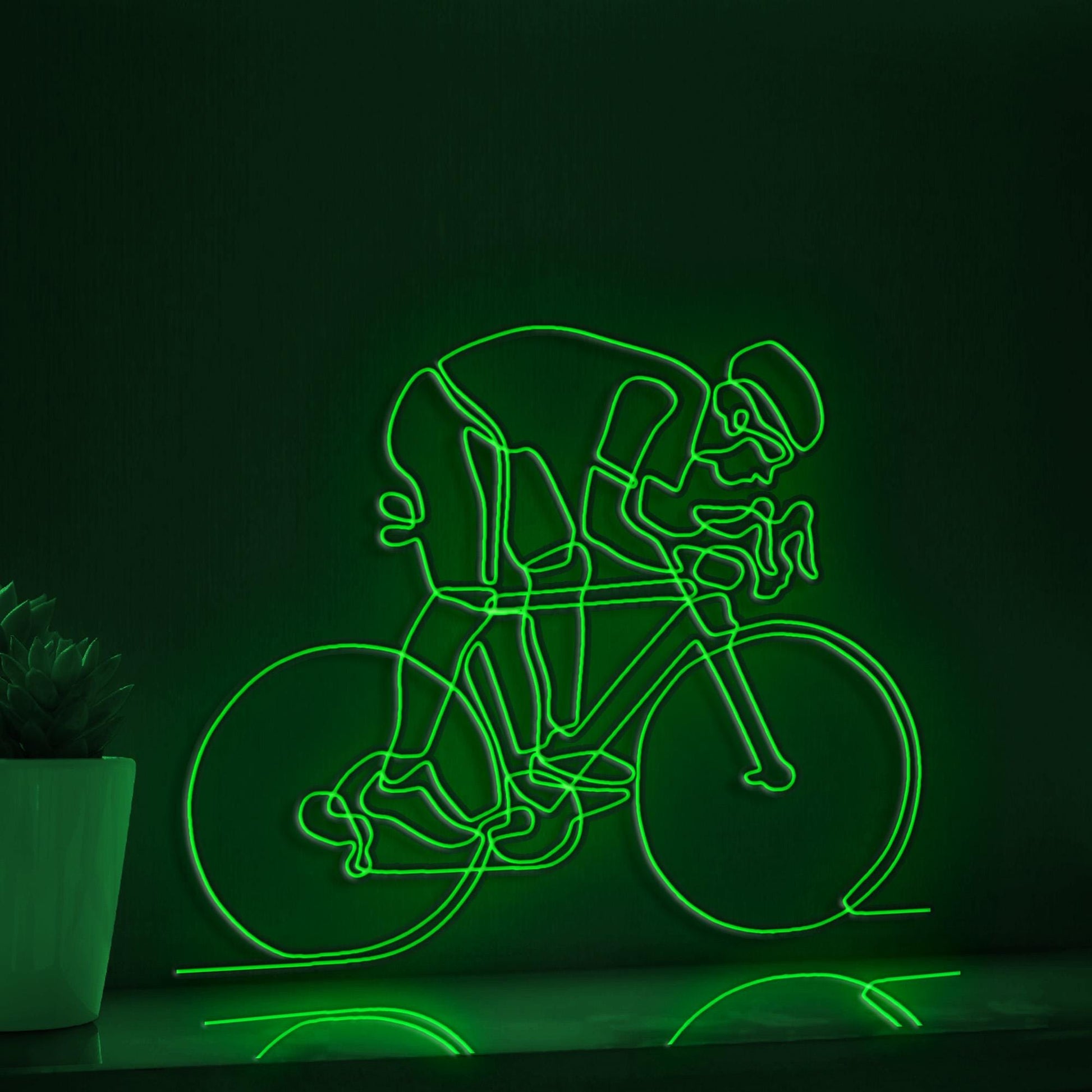 Person Riding Bicycle Cycling EL Wire Sports Art for Garage & Outdoor Activity Rooms - myneonup