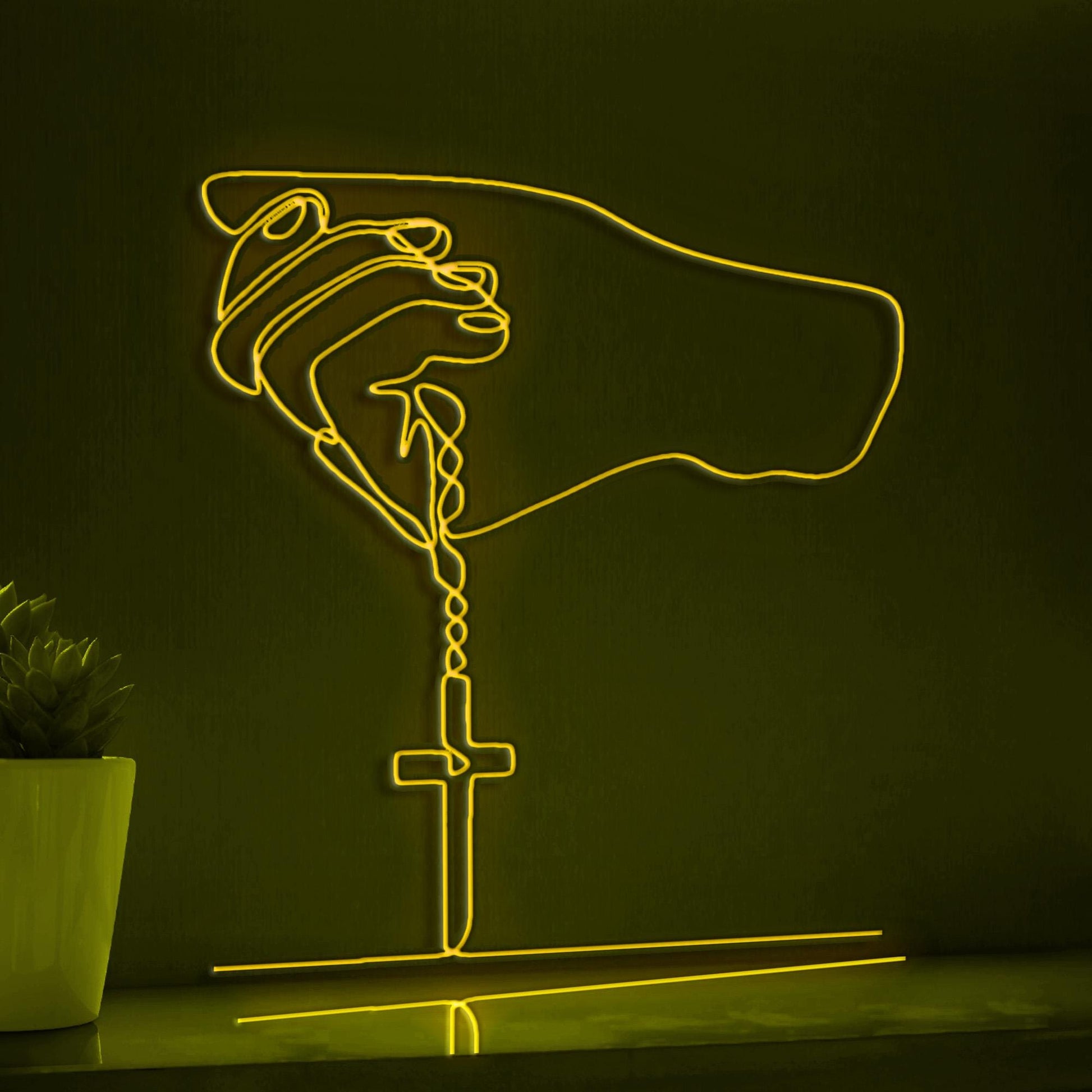 Christianity Hand Gesture Spiritual EL Wire Art for Religious Spaces & Cultural Decor - myneonup