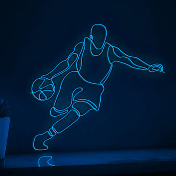 Basketball Player Dribbling Sports EL Wire Wall Art for Basketball Courts & Fan Rooms