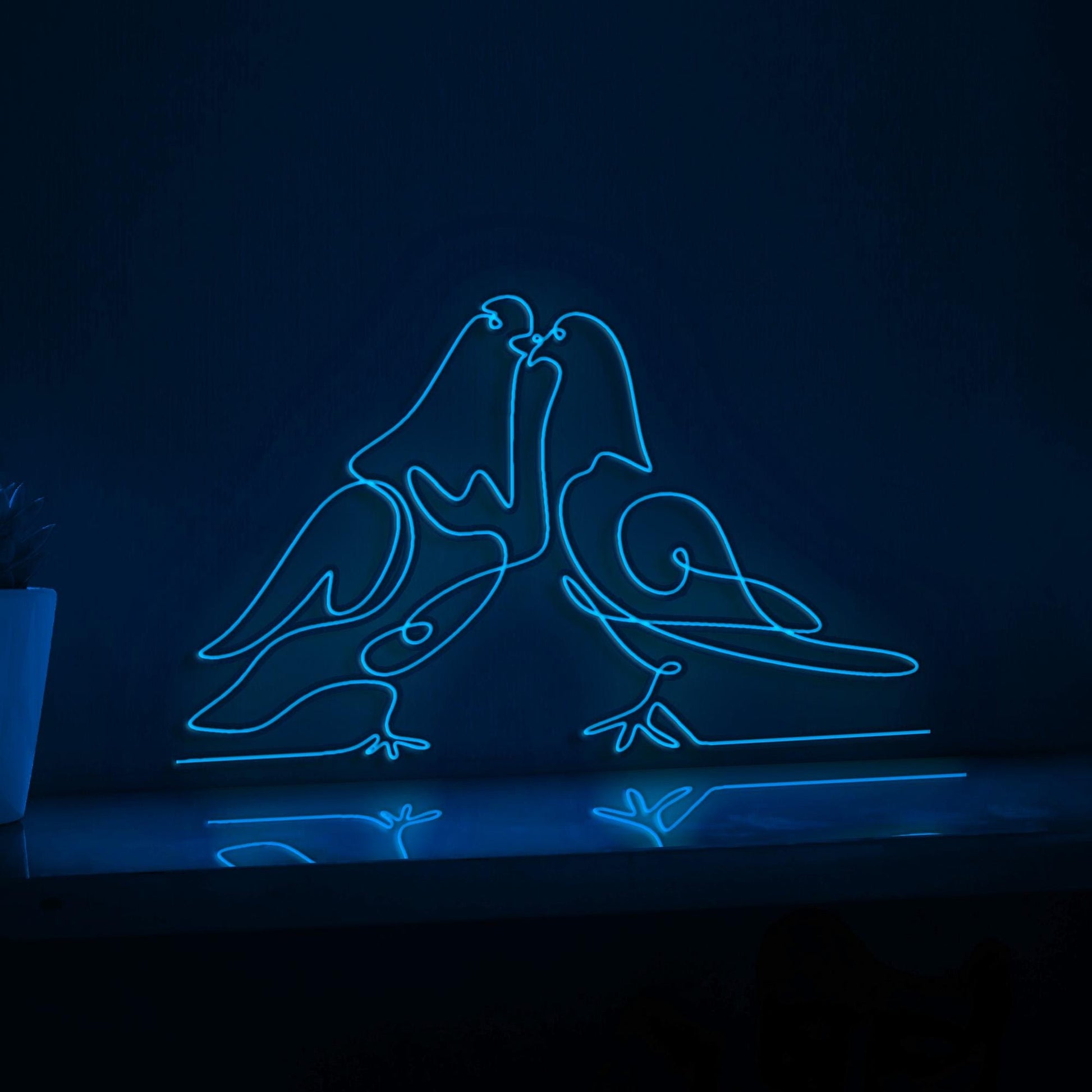 Dove Birds Couple Romantic EL Wire Animal Art for Wedding & Bedroom Decor - myneonup