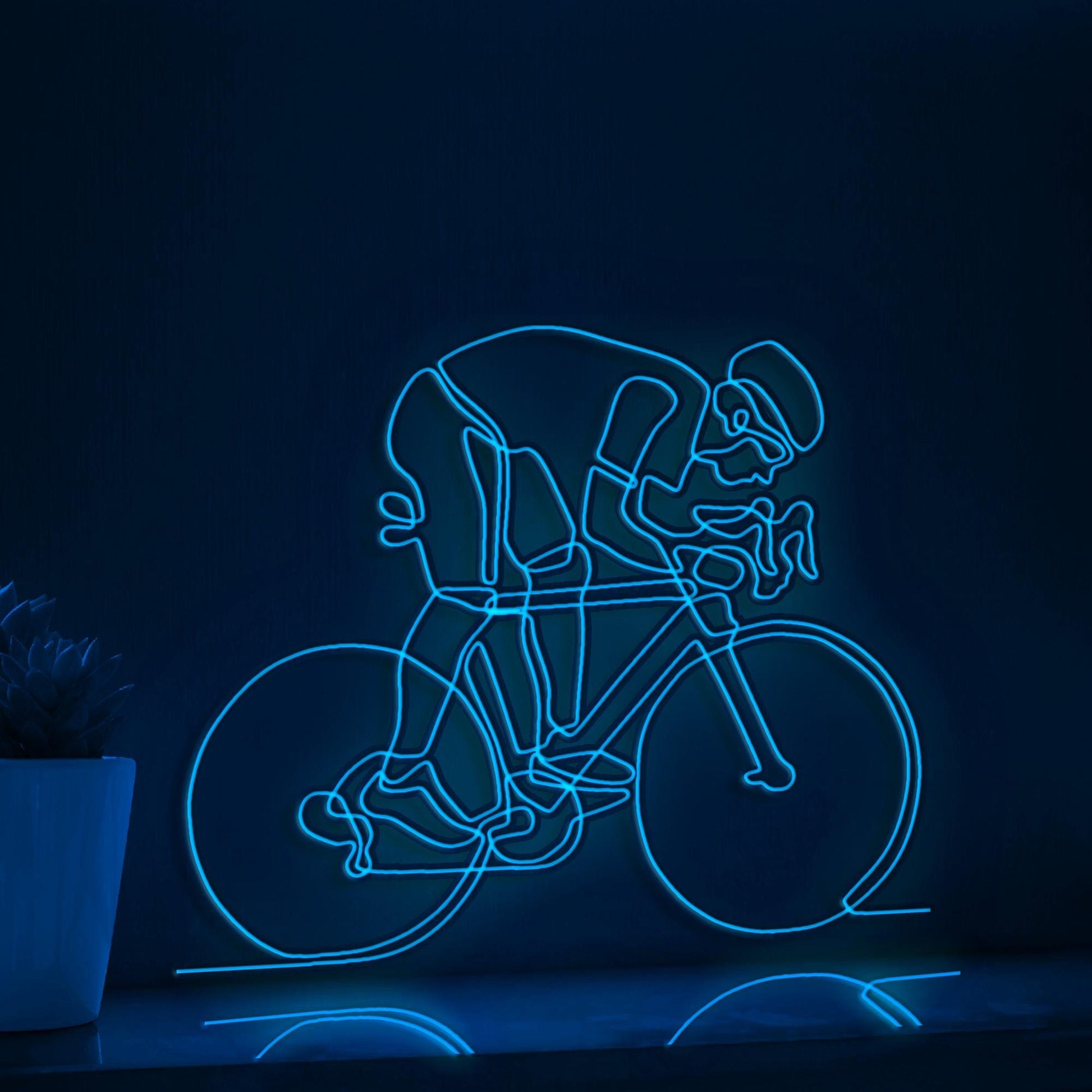 Person Riding Bicycle Cycling EL Wire Sports Art for Garage & Outdoor Activity Rooms - myneonup