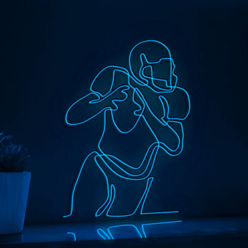 American Football Player Running Sports EL Wire Wall Art for Game Rooms & Football Enthusiasts