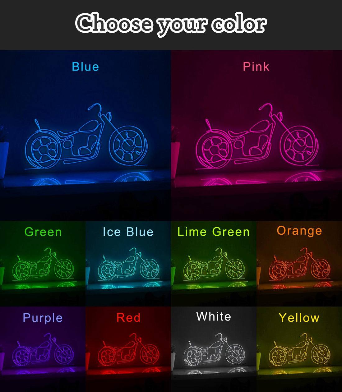 Chopper Motorized Transportation Retro EL Wire Sports Wall Art for Garage & Motorcycle Enthusiast Decor - myneonup
