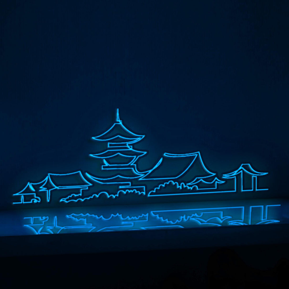 Japanese Buddhist Temple Minimalist EL Wire Wall Art for Meditation Rooms & Cultural Decor - myneonup