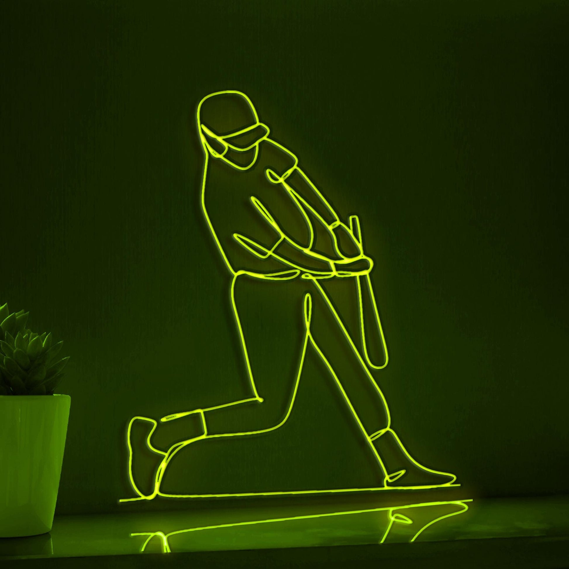 Baseball Player Playing Baseball Sports EL Wire Wall Art for Stadium-Themed Rooms & Fan Decor - myneonup