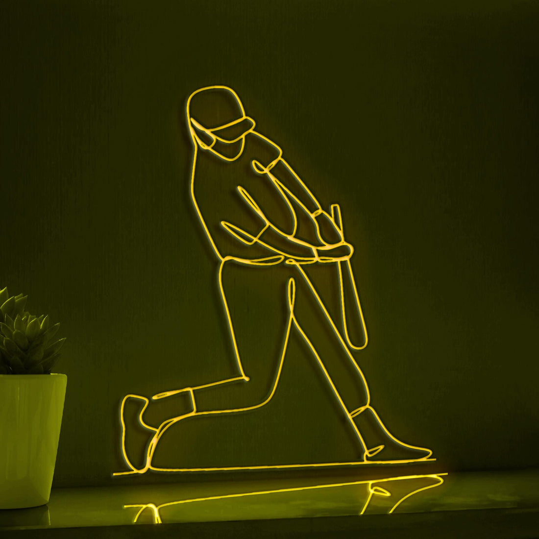 Baseball Player Playing Baseball Sports EL Wire Wall Art for Stadium-Themed Rooms & Fan Decor - myneonup