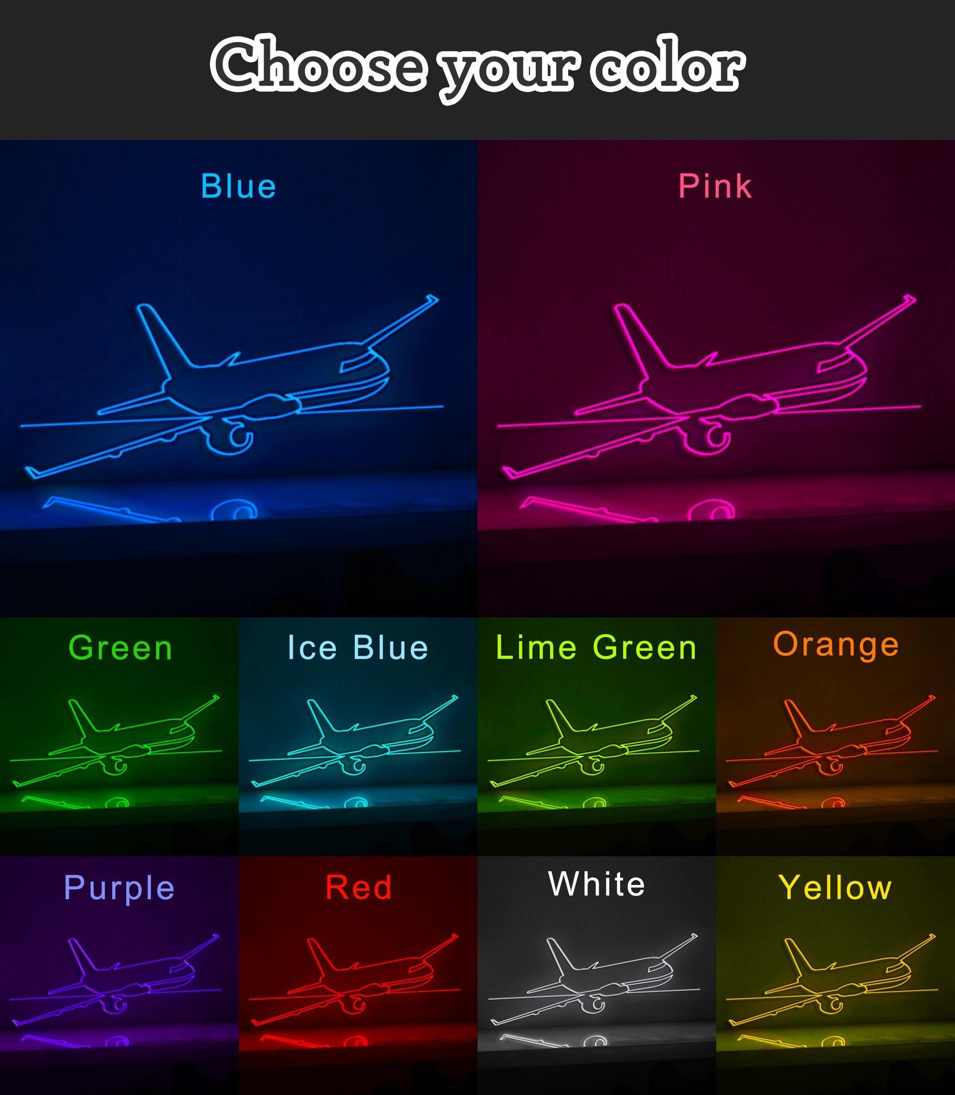 Passenger Airplane Flight Aviation EL Wire Wall Art for Travelers & Flight-Themed Home Decor - myneonup