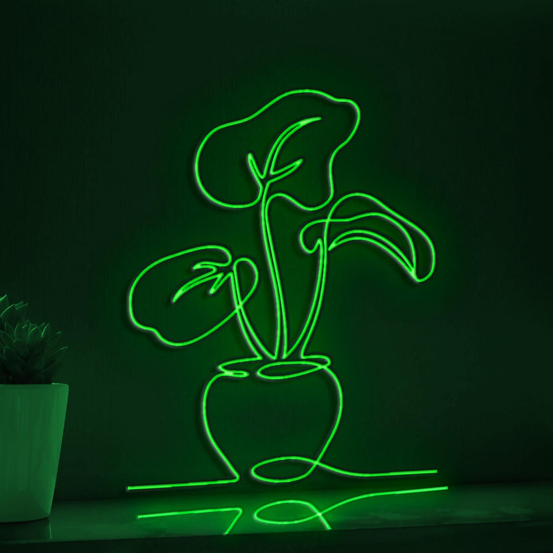 House Plant Pot Minimalist EL Wire Plant Wall Art for Living Room & Indoor Garden Decor - myneonup