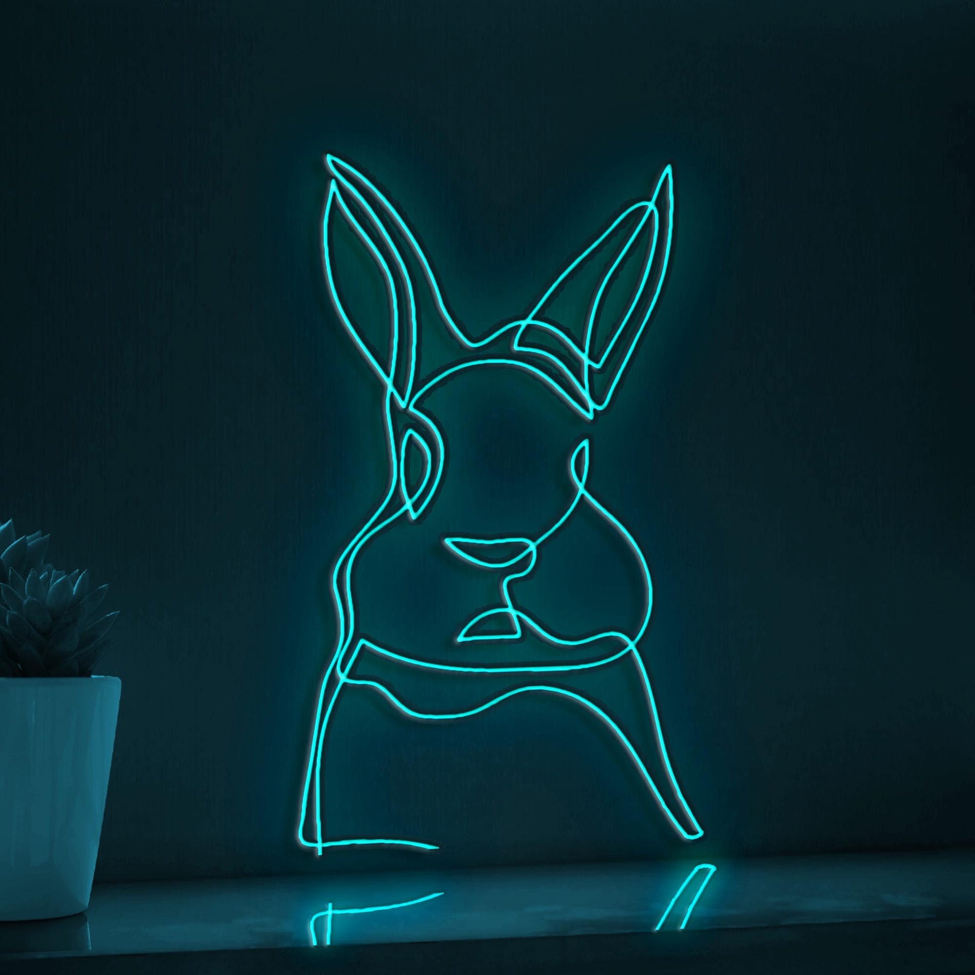 Cute Rabbit Adorable EL Wire Animal Wall Art for Nursery & Easter Decor - myneonup