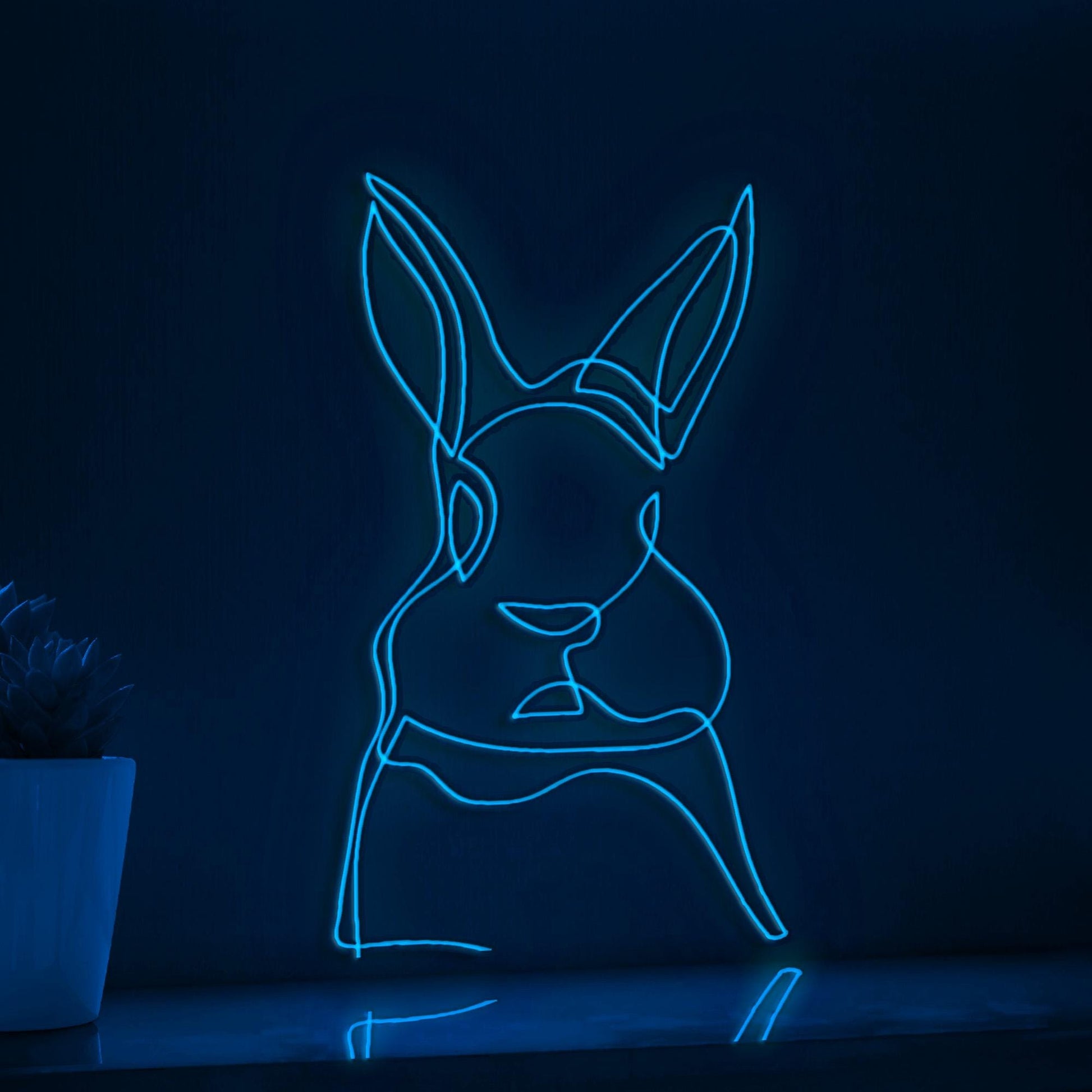Cute Rabbit Adorable EL Wire Animal Wall Art for Nursery & Easter Decor - myneonup